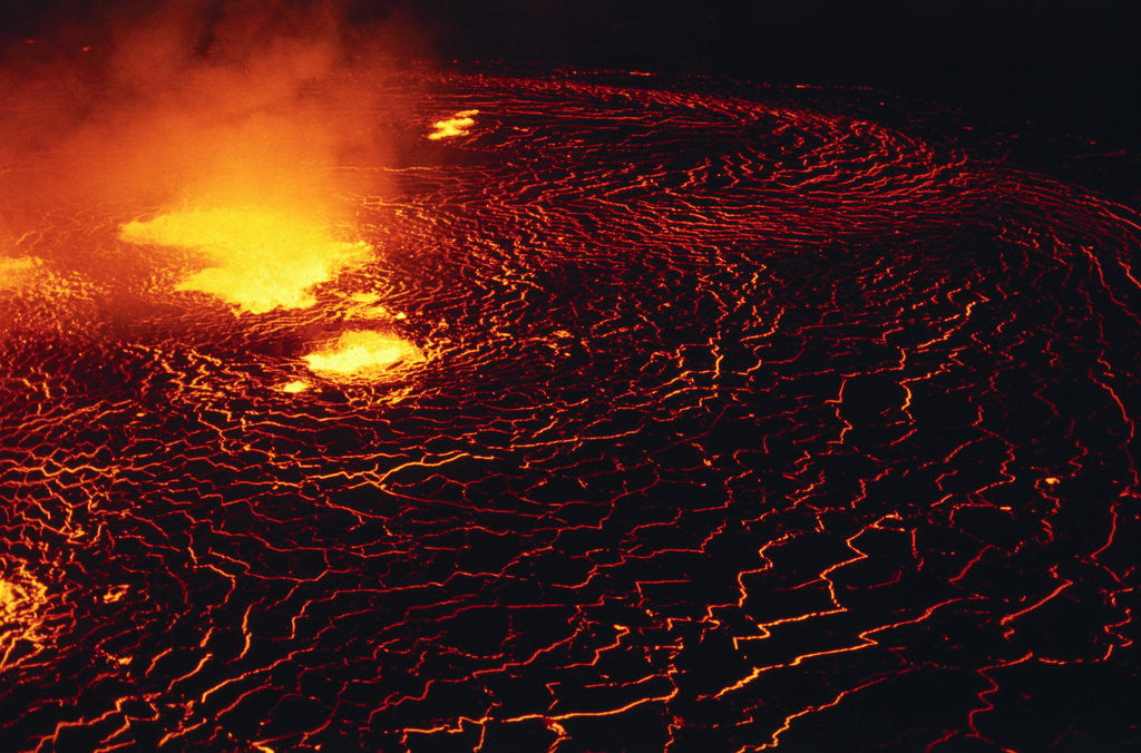 Detail of Night View of Boiling Lava from Volcanic Eruption by Anonymous