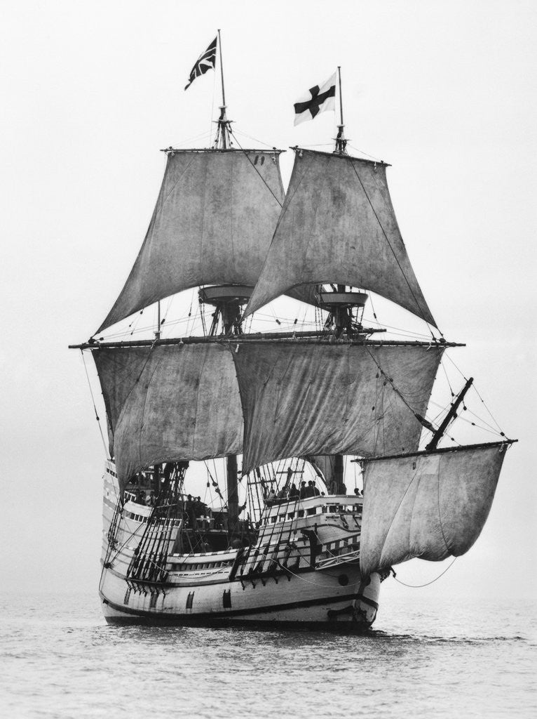 Detail of Replica of Mayflower Sailing by Anonymous