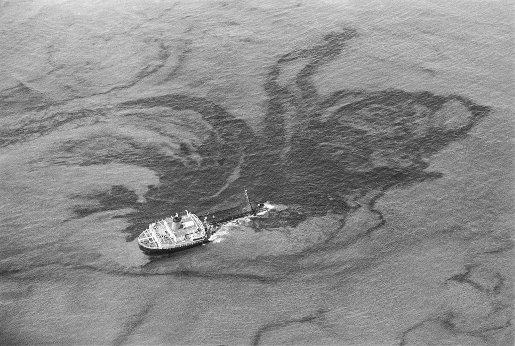 Detail of Aerial View of Boat Spilling Oil into Ocean by Anonymous