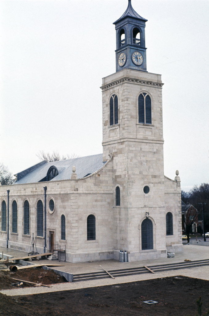 Detail of Exterior View of Church Being Reconstructed by Anonymous