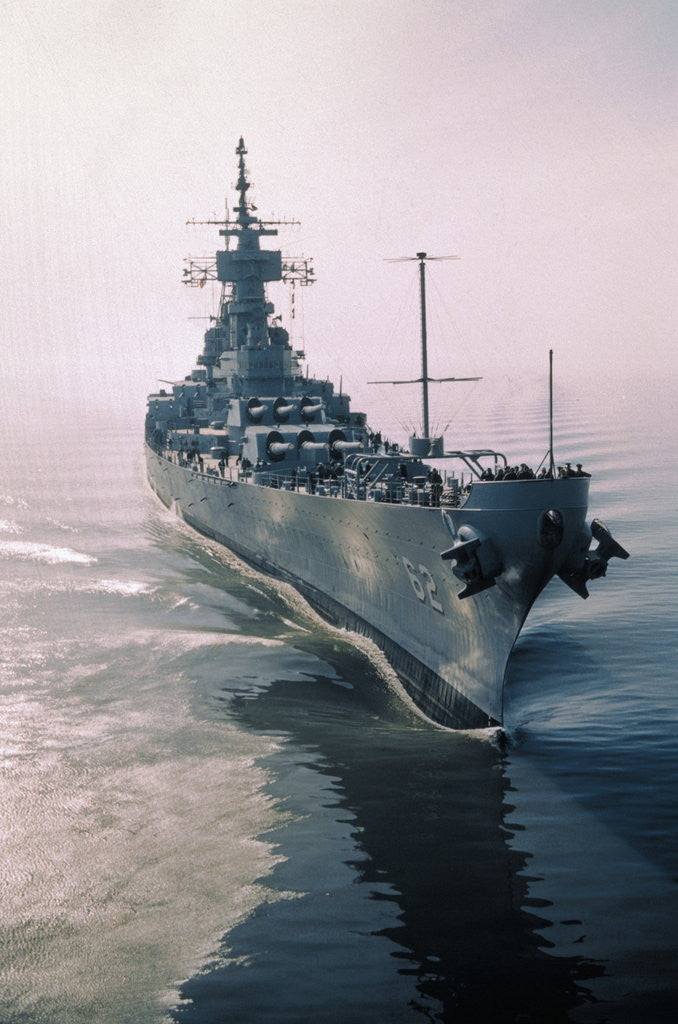 Detail of Aerial View of USS New Jersey Entering Bay by Anonymous