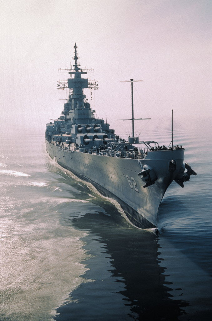 Detail of Aerial View of USS New Jersey Entering Bay by Corbis