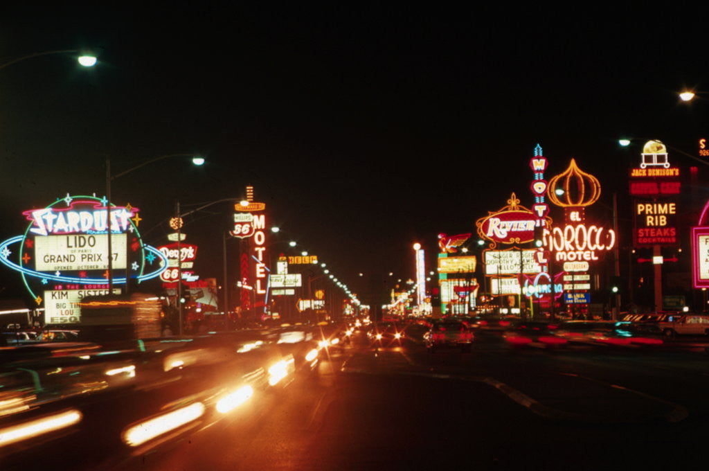 Detail of Night Views of Las Vegas Strip by Corbis