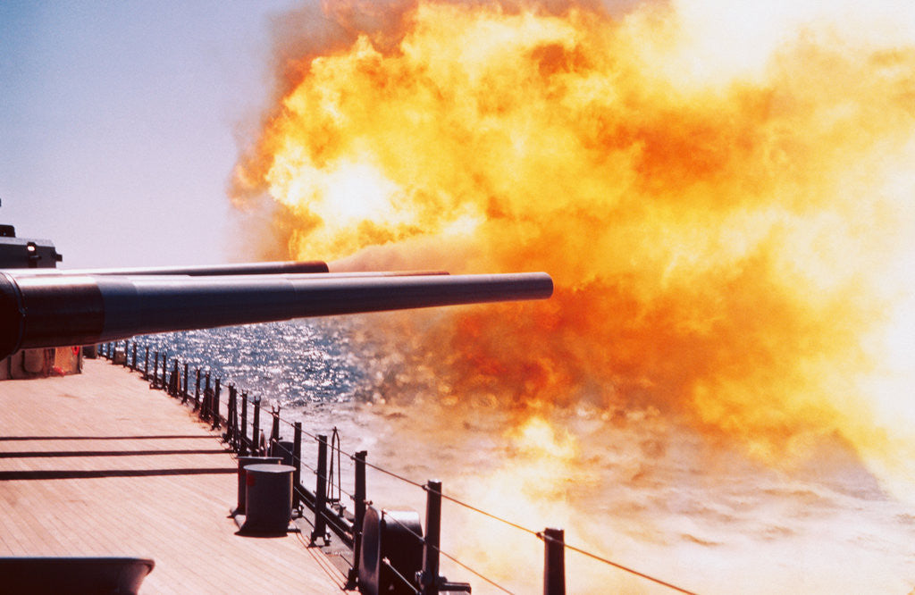 Detail of Battleship Firing Guns by Anonymous