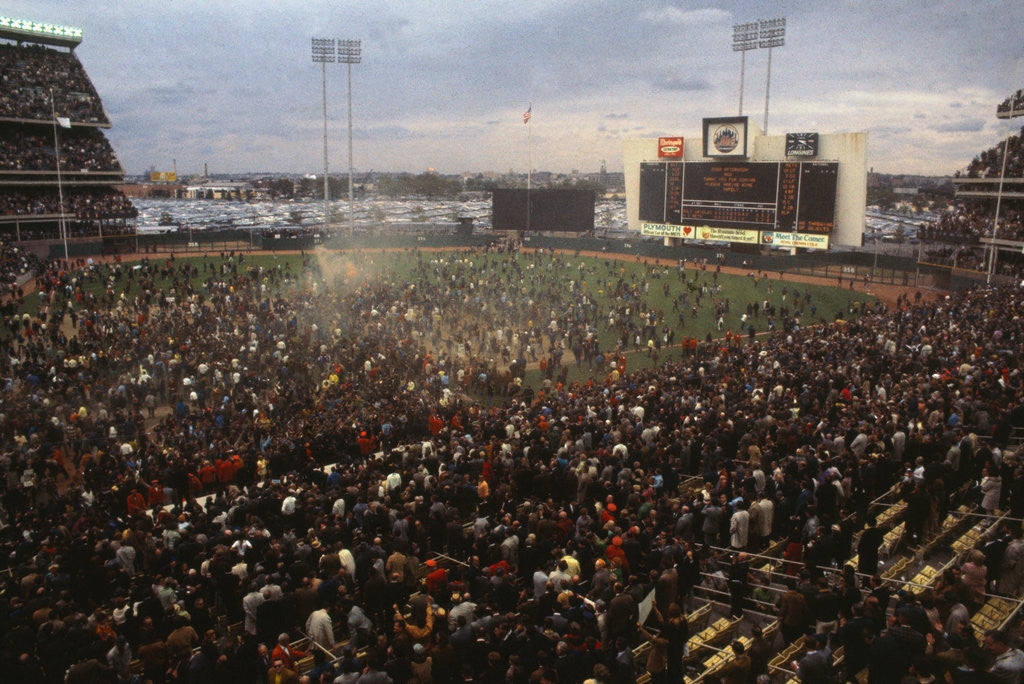 Detail of Mets Fans Bombarding the Field by Anonymous