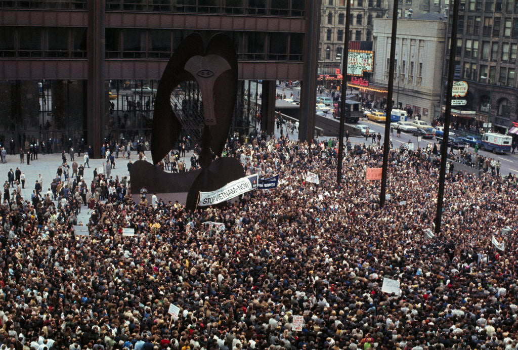 Detail of View of Demonstrators at Civic Center by Anonymous
