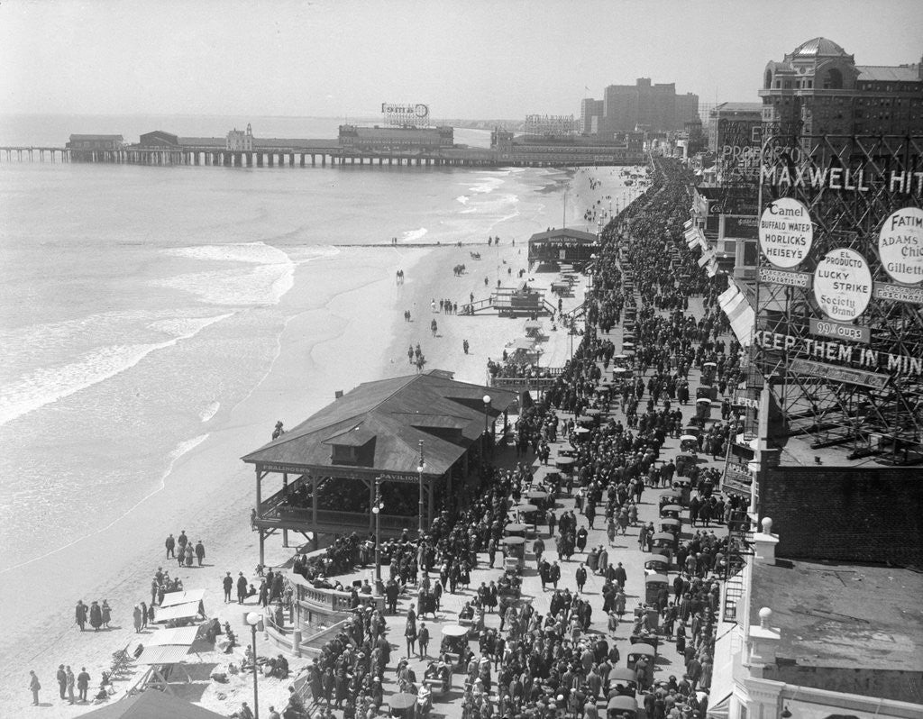 Detail of Aerial View of Crowds on a Boardwalk by Corbis
