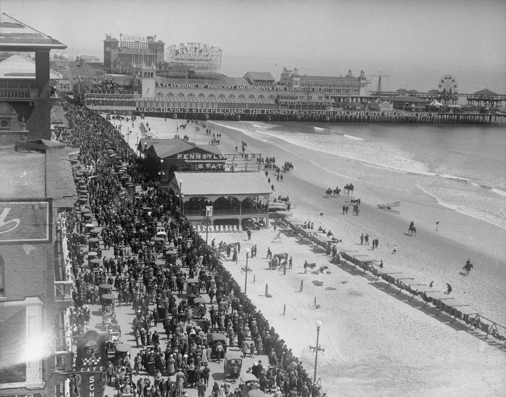 Detail of Aerial View of Crowds on a Boardwalk by Anonymous