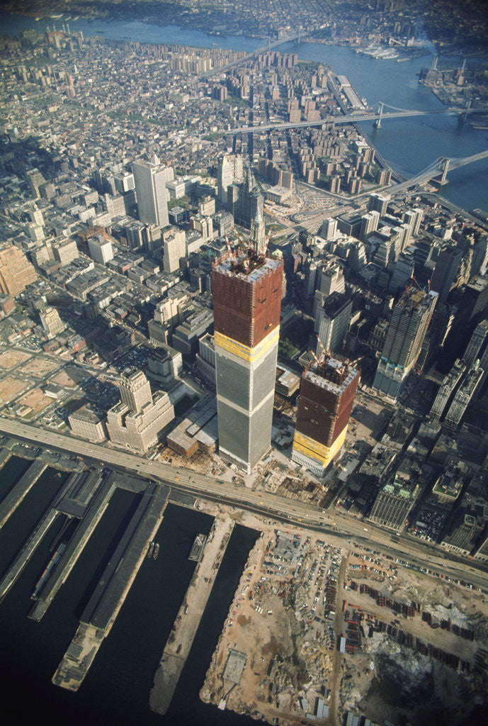 Detail of Twin Towers Under Construction by Anonymous