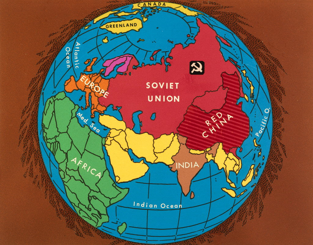 Detail of Map Showing Russia and China with Other Countries by Anonymous