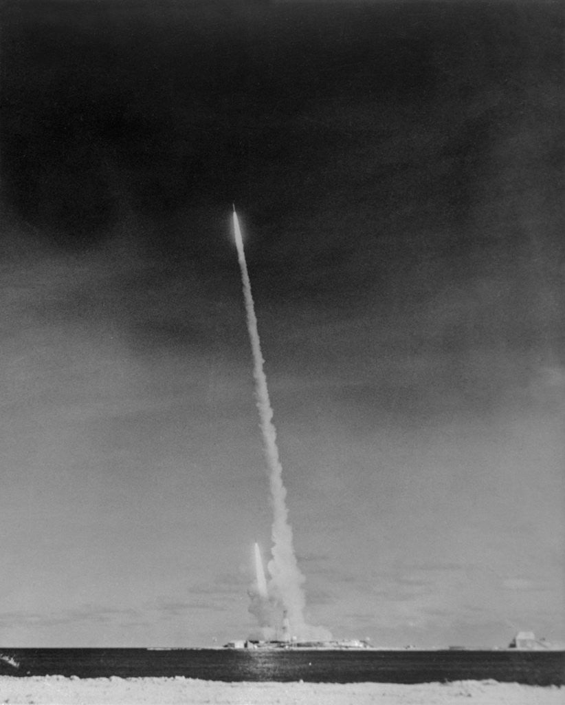 Detail of Missile Going into Sky by Corbis