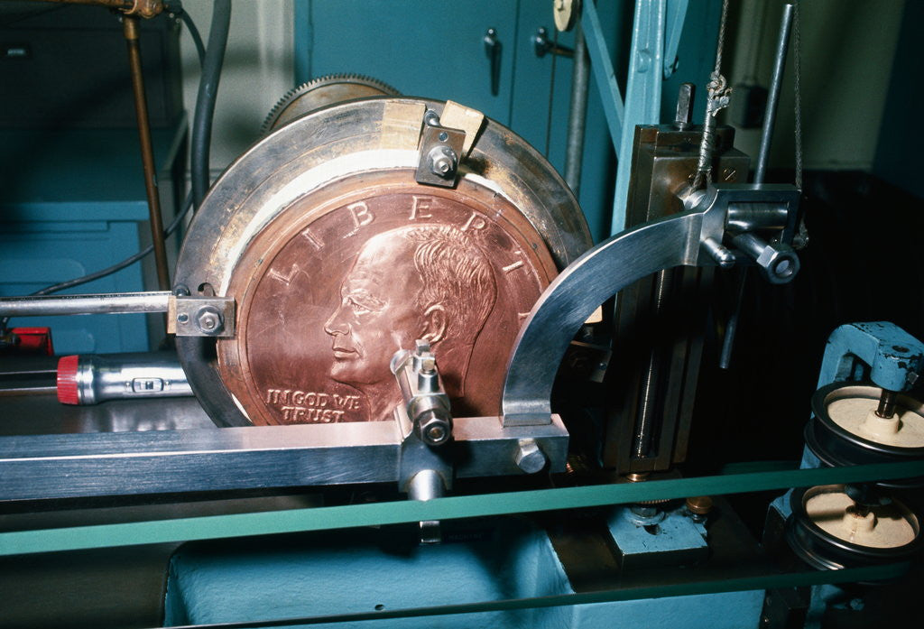 Detail of Minting of Eisenhower Dollar Coin by Anonymous