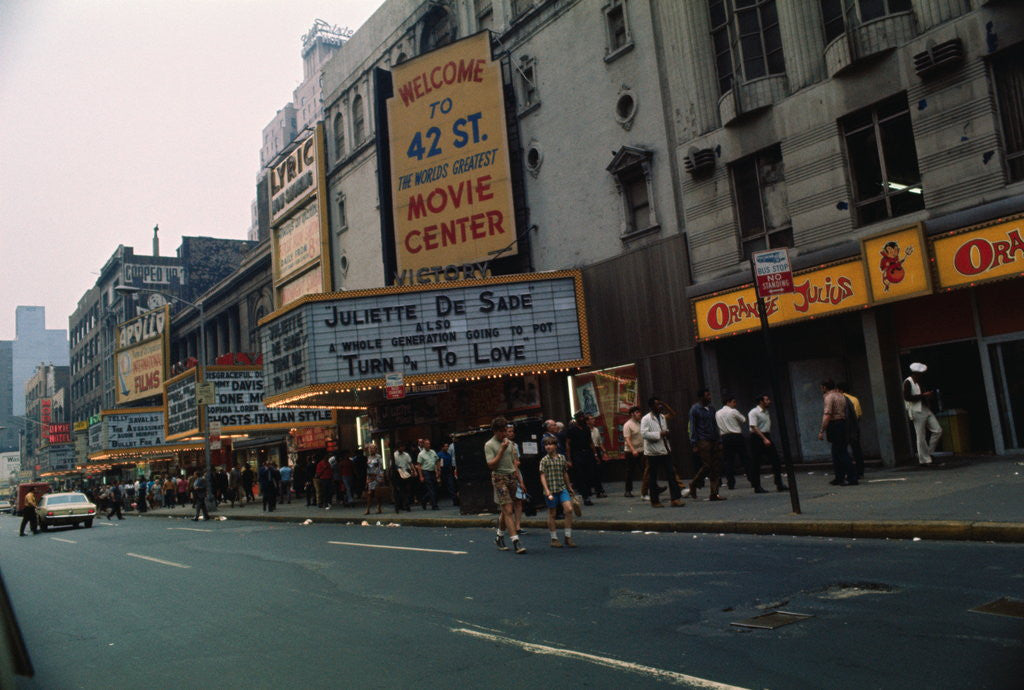 Detail of Theater Marquees on a Street by Anonymous