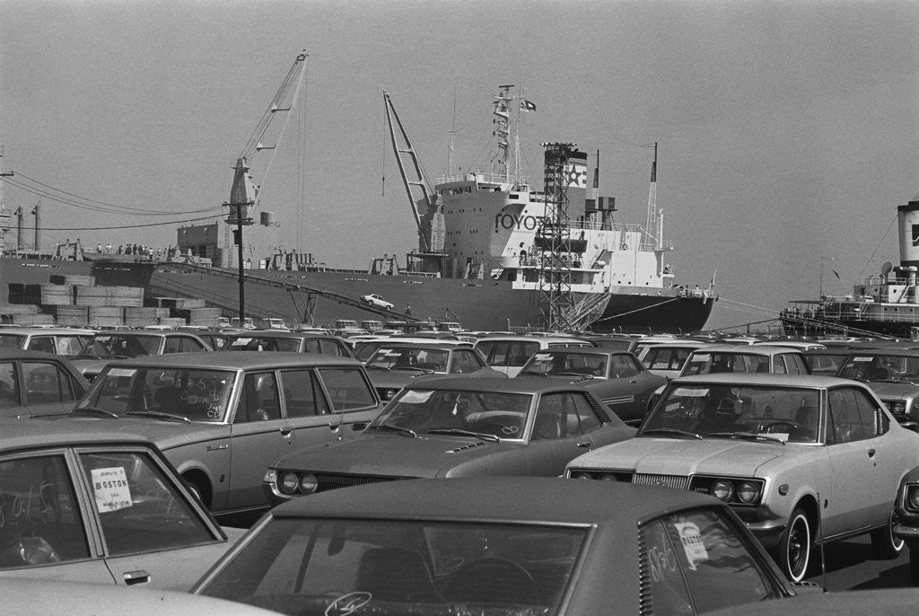 Detail of View of Toyotas Being Unloaded at Terminal by Anonymous