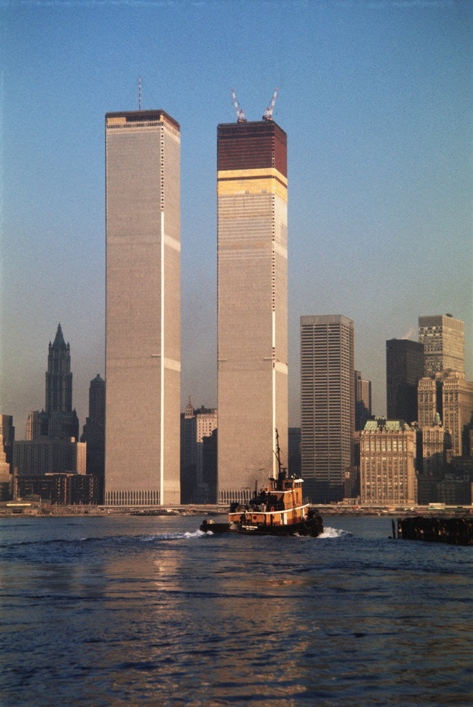 Detail of Twin Towers During Construction by Anonymous
