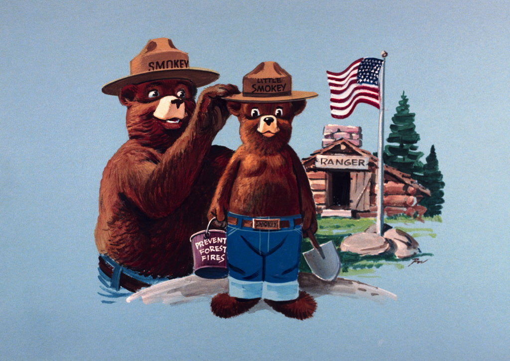 Detail of Smokey the Bear and 