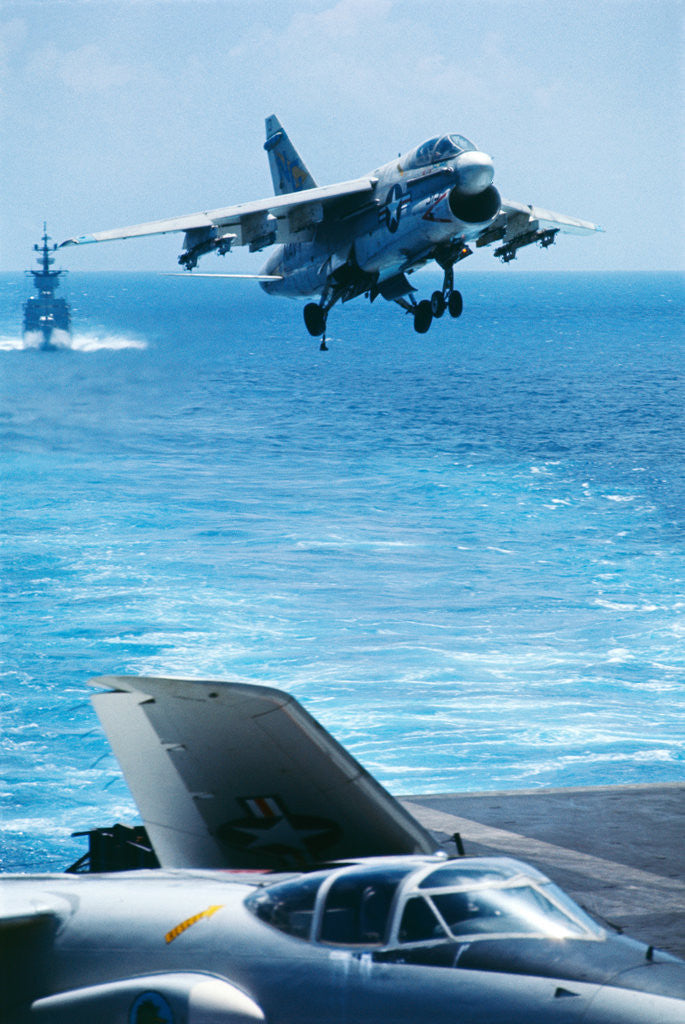 Detail of US Navy Corsair Jet Preparing for Landing on Carrier by Anonymous