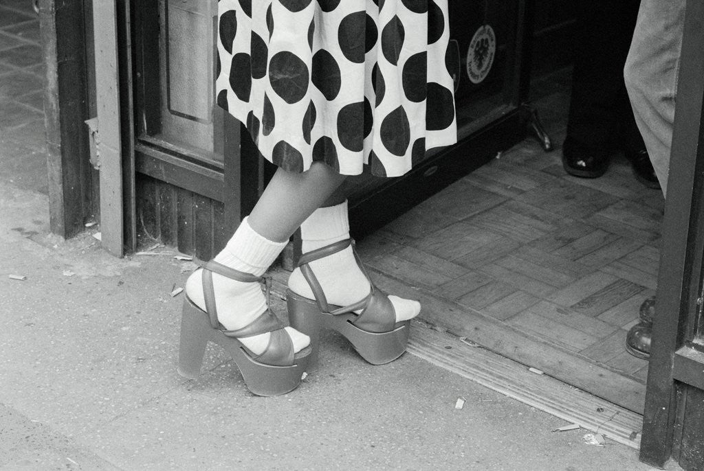 Detail of Woman Wearing High Platform Shoes by Anonymous