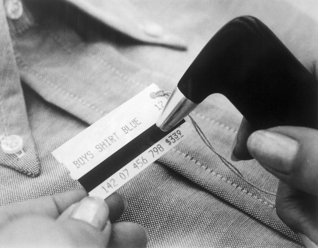 Detail of Close up of Price Tag with IBM Magnetic Stripe by Corbis