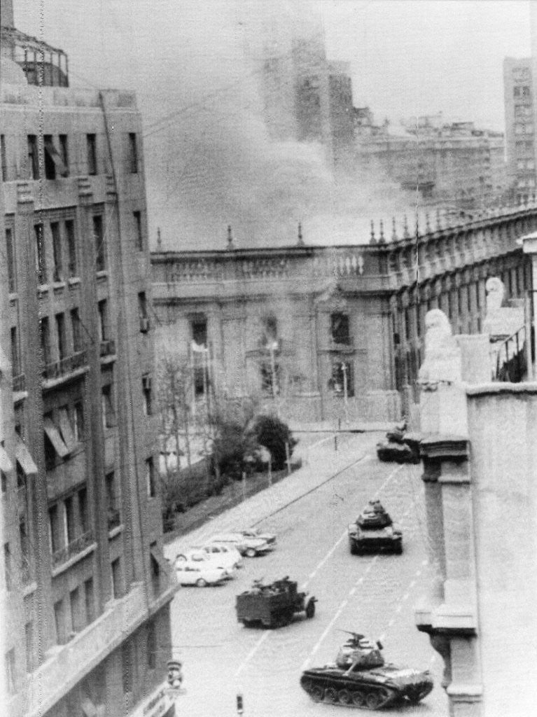 Detail of War Area with Burning Building in Chile by Anonymous