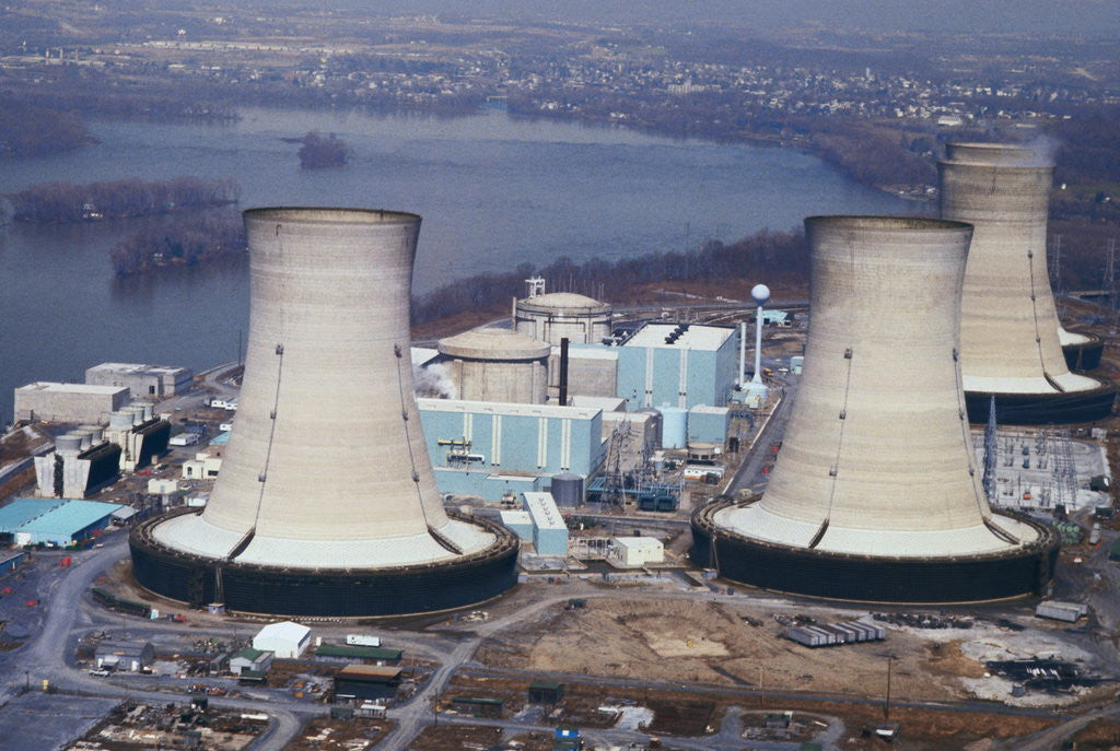 Detail of Aerial View of Three Mile Island Cooling Towers by Anonymous