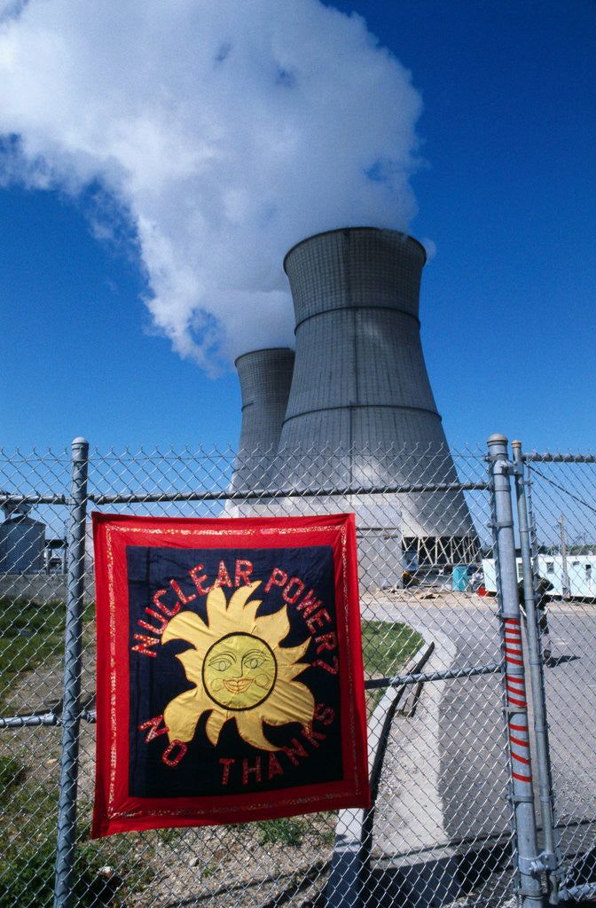 Detail of Sign on fence at nuclear power plant by Anonymous