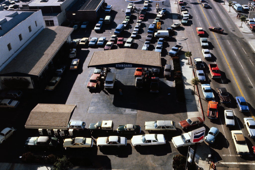 Detail of Aerial View of Cars Lining Up for Rationed Gas by Anonymous