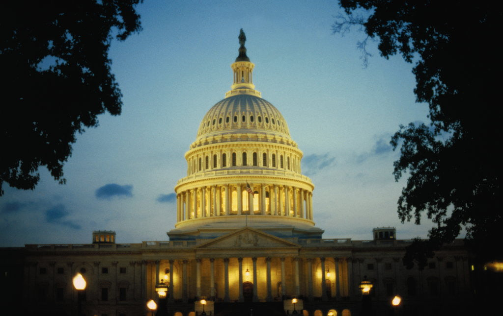 Detail of United States Capitol Building at Dusk by Anonymous