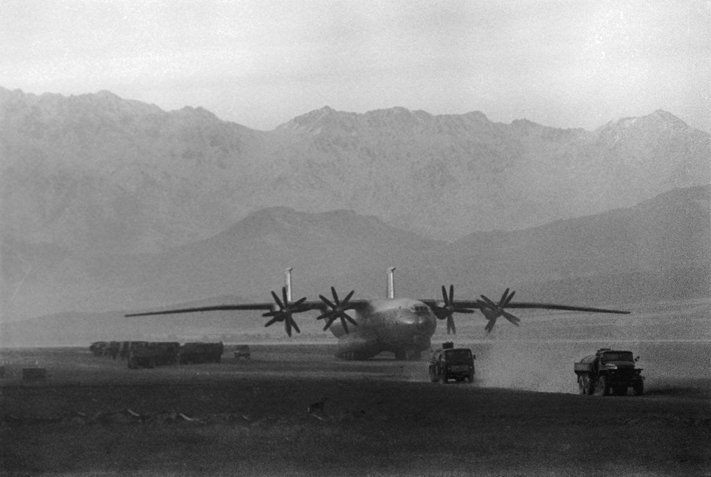 Detail of Russian Military Transport Plane on Runway by Anonymous