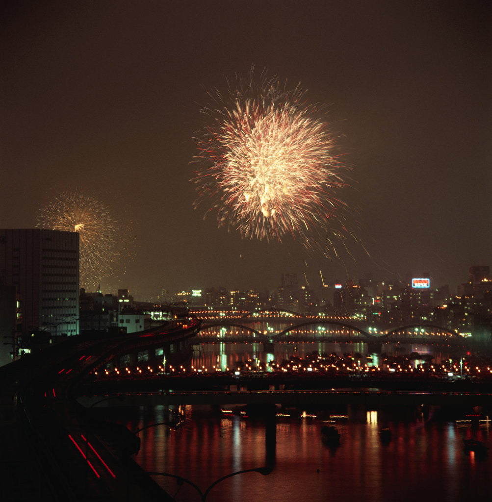 Detail of Fireworks over Sumida River by Anonymous