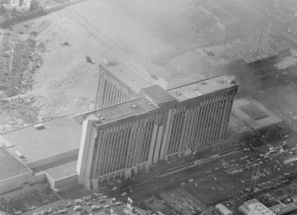 Detail of Aerial View of Building and Fire Scene by Anonymous