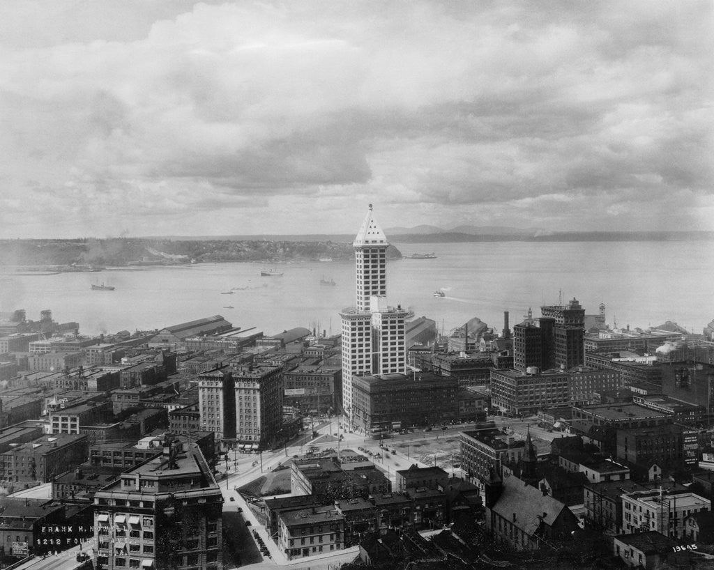Detail of Overview of Harbor and Architecture of Seattle by Corbis