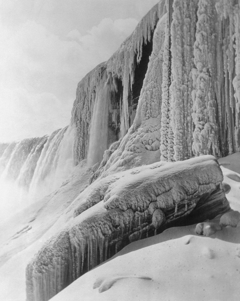 Detail of Horseshoe Falls Covered in Ice by Anonymous
