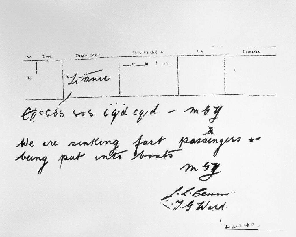 Detail of Radio Message From the S.S. Titanic by Anonymous