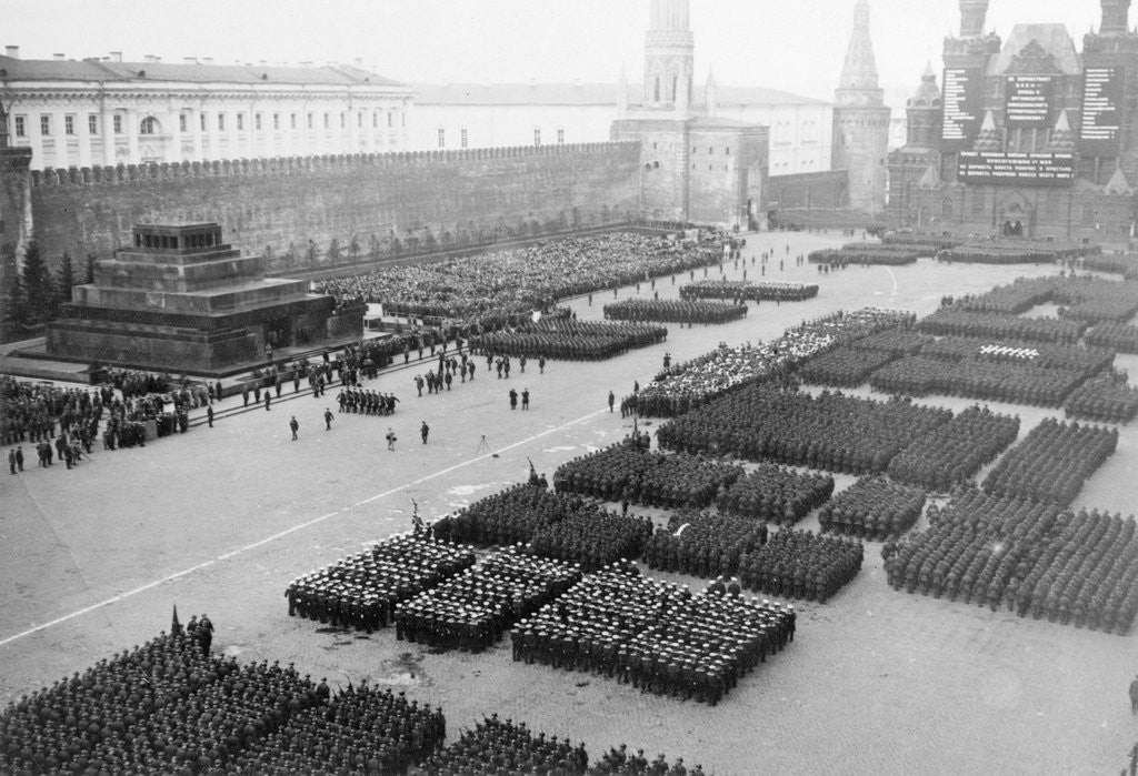 Detail of People Parading in Red Square by Anonymous