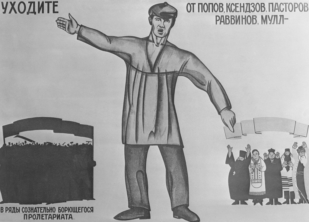 Detail of Placard Fighting Russian Church by Anonymous