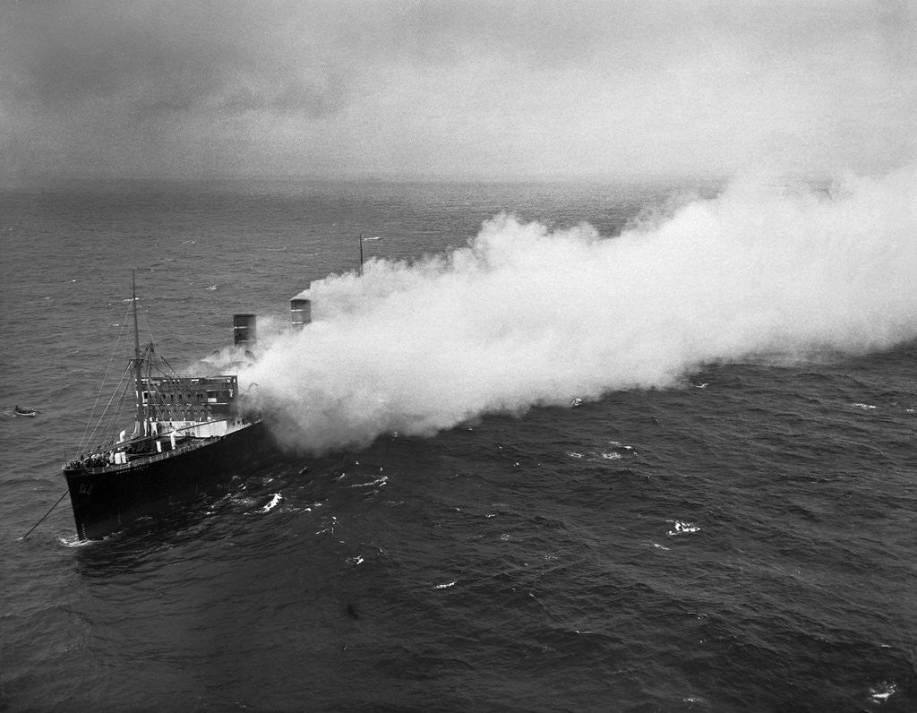 Detail of Aerial View of a Burning Ship by Anonymous
