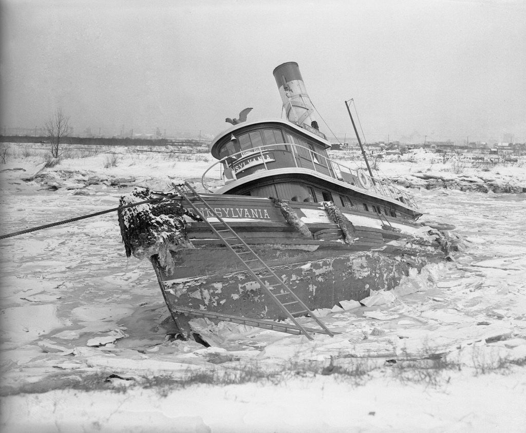 Detail of Large Ship Tilted Underwater by Anonymous