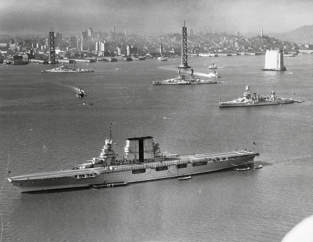 Detail of Military Ships Cruising Offshore by Anonymous