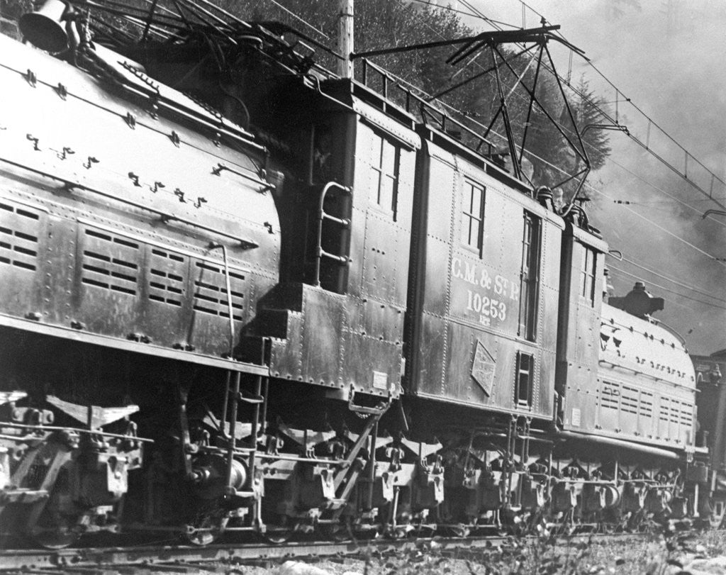 Detail of Steam Railroad Running Along Tracks by Anonymous