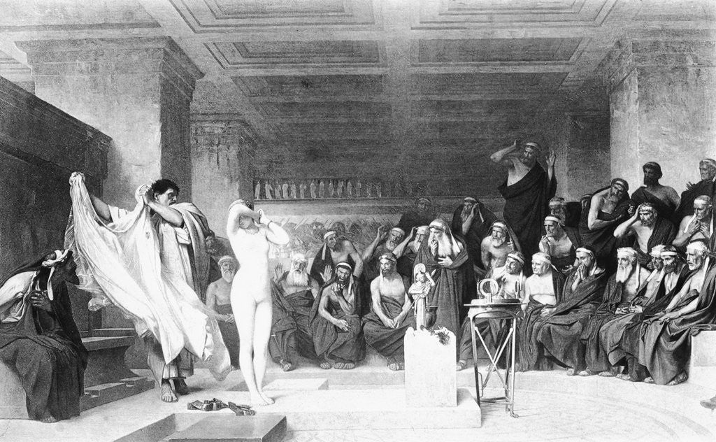 Detail of Illustration Depicting Phyrne in Greek Courtroom by Anonymous