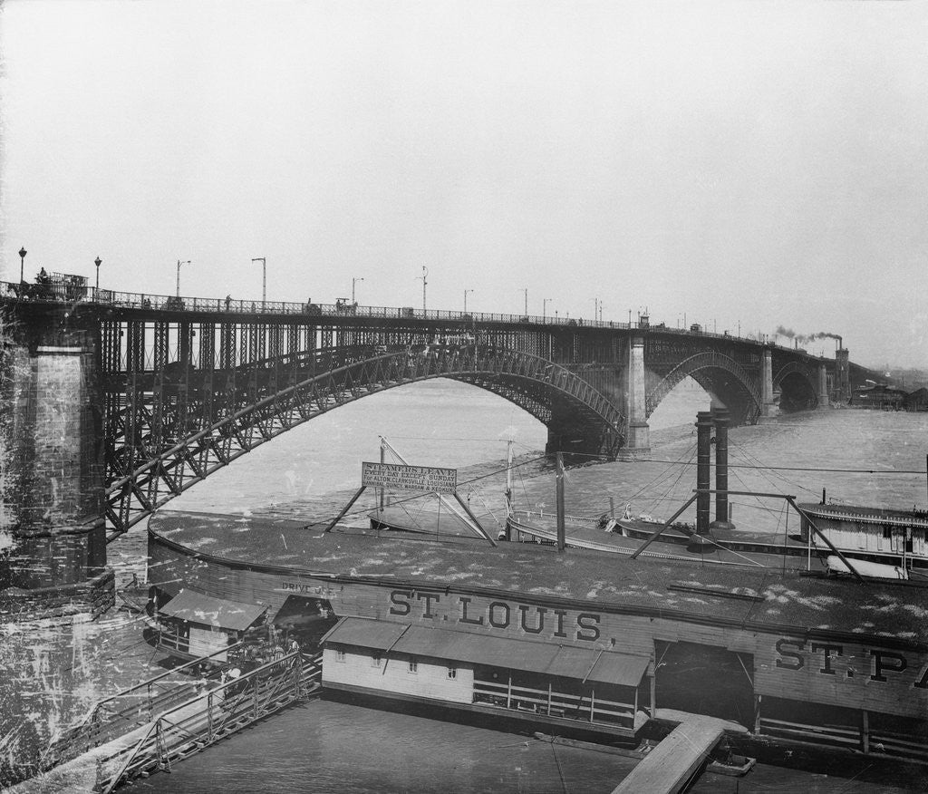 Detail of Ship Near Dock Under St. Louis Bridge by Anonymous