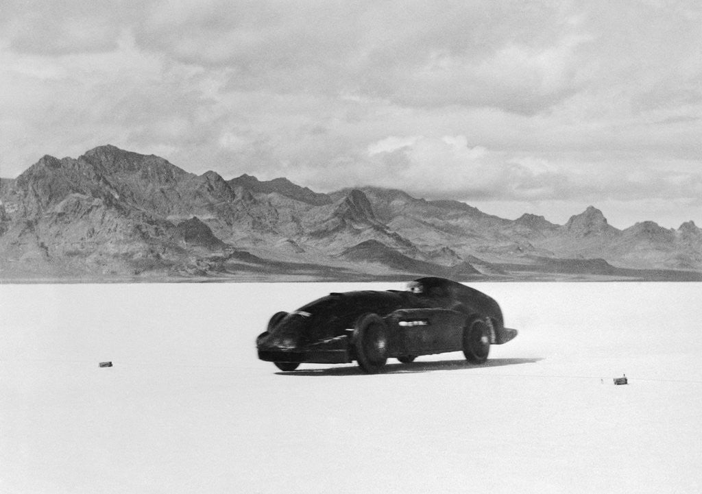 Detail of G.E.T. Eyston Breaking Speed Record in Automobile by Anonymous