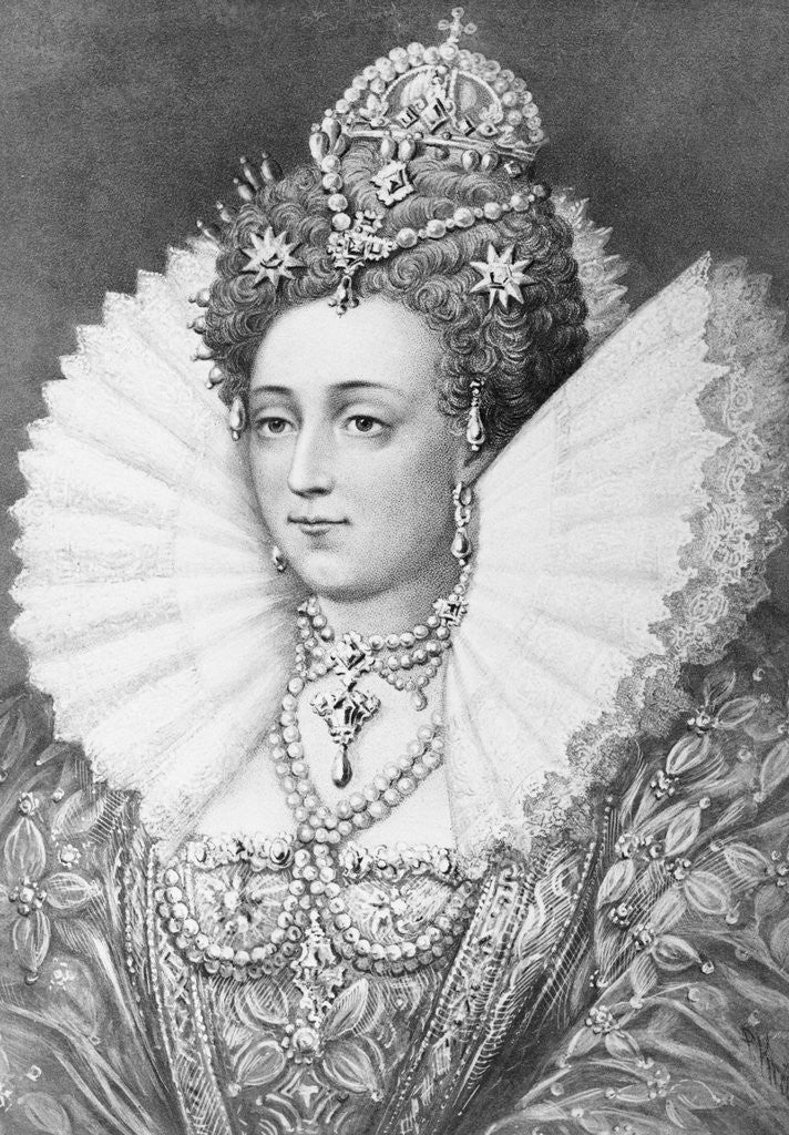 Detail of Engraving of Queen Elizabeth I in Royal Dress by Anonymous