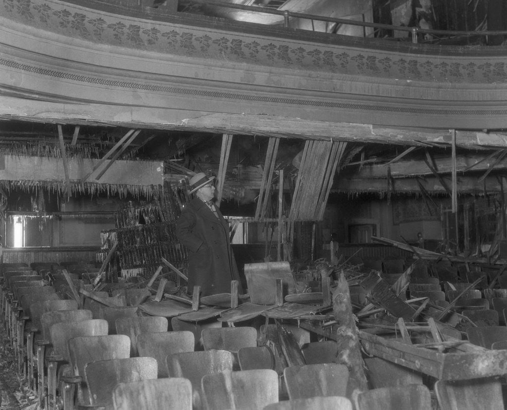Detail of Inspector Viewing Ruins of Theater by Anonymous