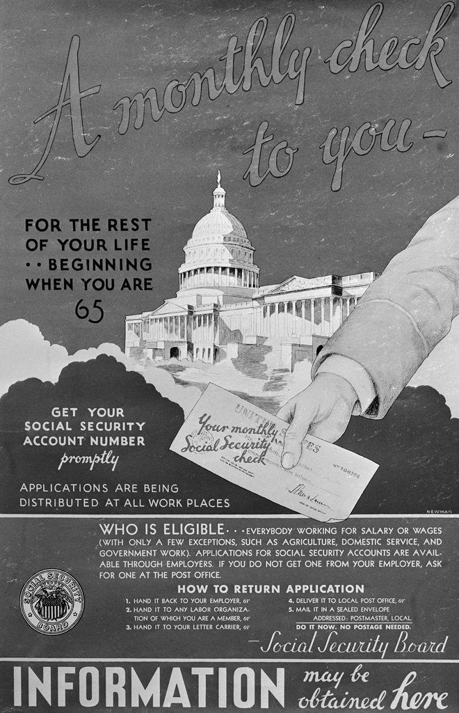 Detail of Display of Early Social Security Information Poster by Corbis