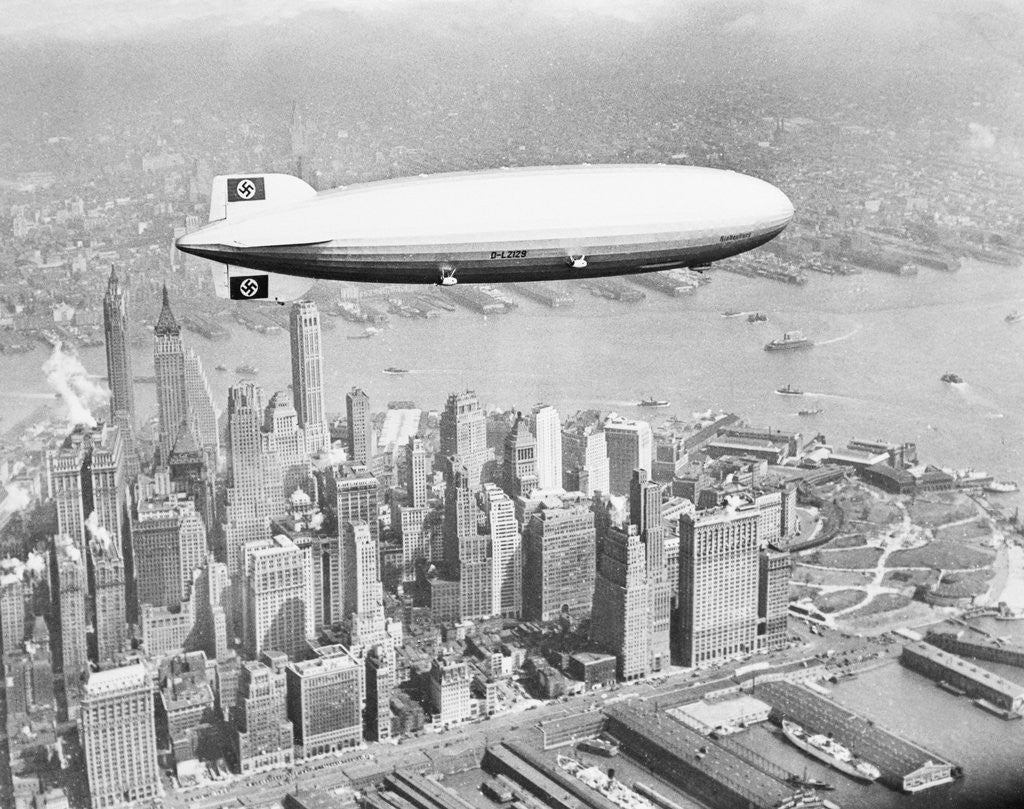 Detail of Hindenburg Flying over Lower Manhattan by Anonymous