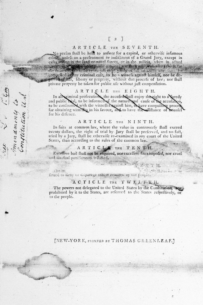 Detail of Bill of Rights Page Two by Anonymous