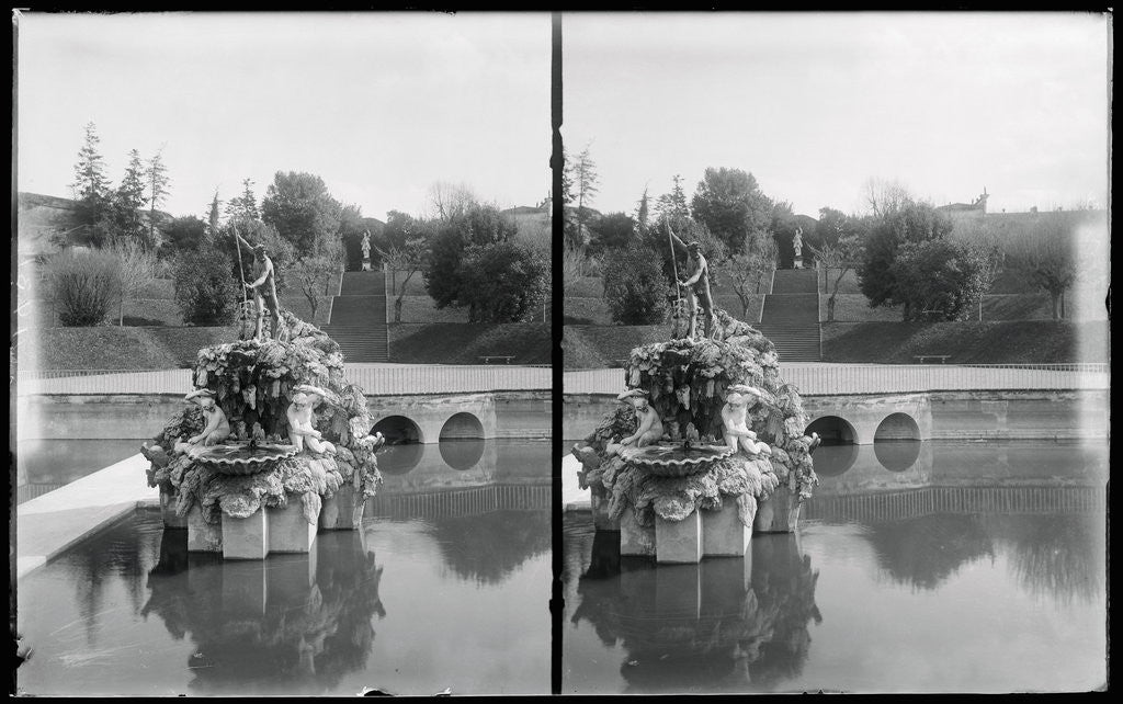 Detail of View of Fountain of Neptune at Boboli Garden by Anonymous