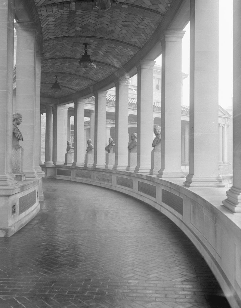 Detail of Busts Lining a Hallway in a Hall of Fame by Anonymous